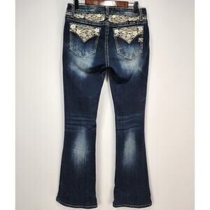 Miss Me Mid-Rise Bootcut Floral Embellished Jeans 28